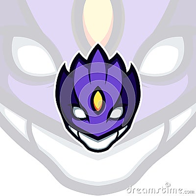 Purple Mask Anime Digimon Character Vector Mascot Vector Illustration
